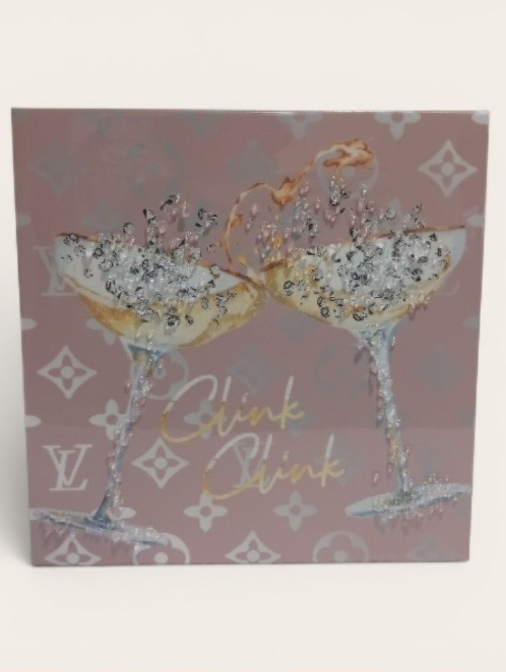 Luxury Designer 3D Bubbly Champagne Wall Art Decor Canvas Resin